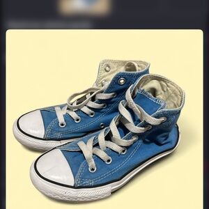 Kids High-Top Canvas Sneakers in Bright Blue
